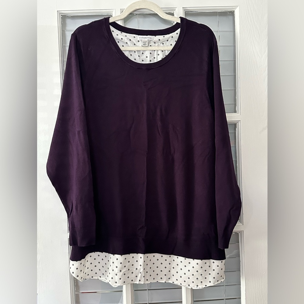 Croft & Barrow Women’s 1X Purple Sweater With Attached Shirt‎ | SKU 0744